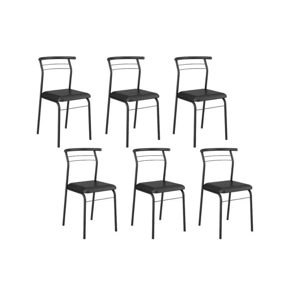 Cadeira Sala De Jantar 1708 Aço Kit 6 Uni Preto-courano Preto - Carraro