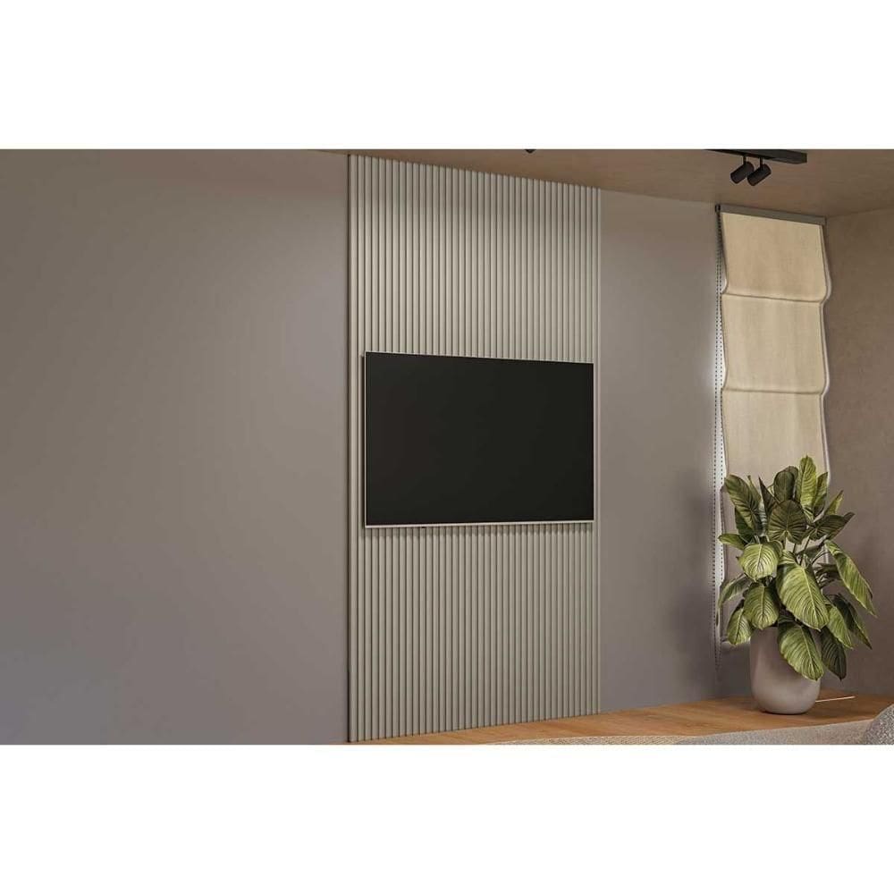 Módulo Ripado 140cm P- Painel De Sala Gris Fosco - Linea