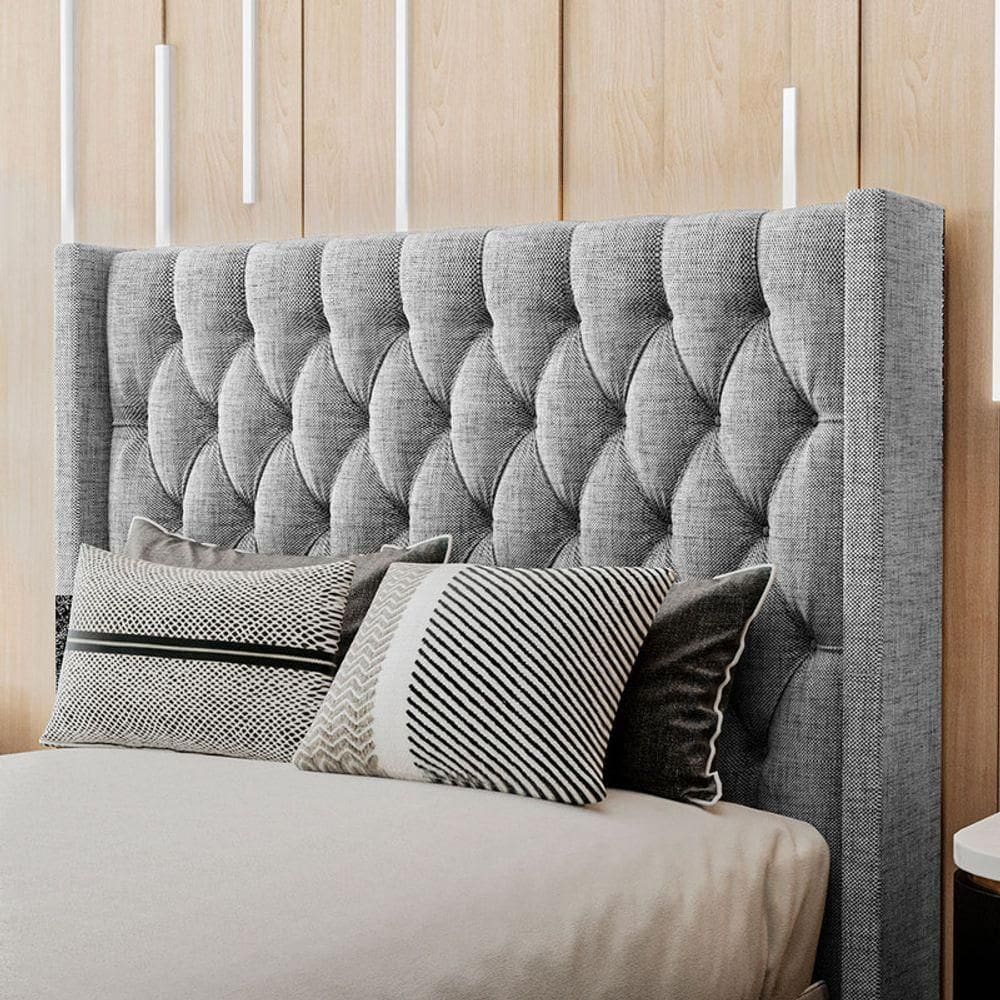 Cabeceira Estofada Casal 140 Cm Pérola Linho Cinza