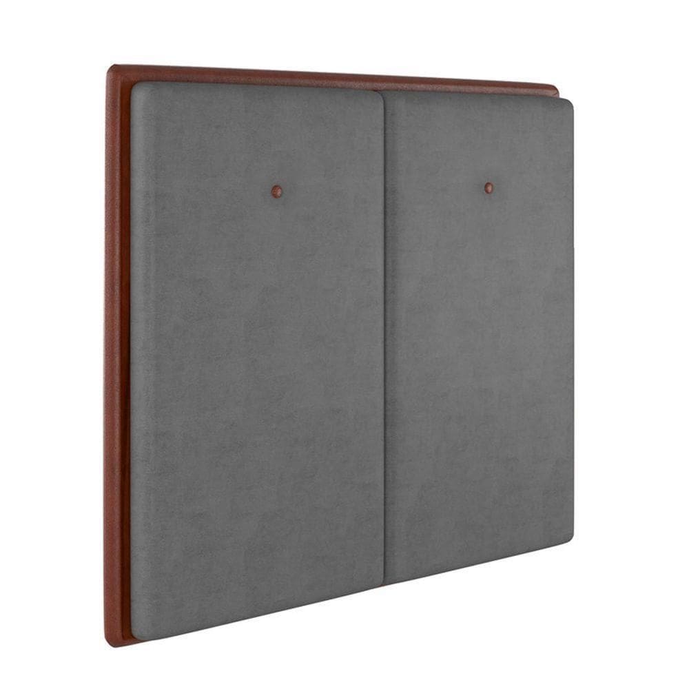 Cabeceira Estofada Casal 140 Cm Coral Veludo Cinza