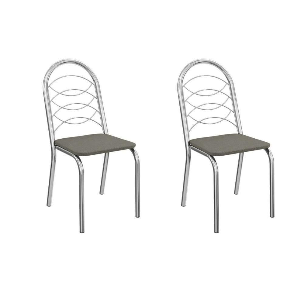 Cadeira De Cozinha Holanda 2c009cr Aço Kit 2 Un Cromado-linho Escuro - Kappesberg
