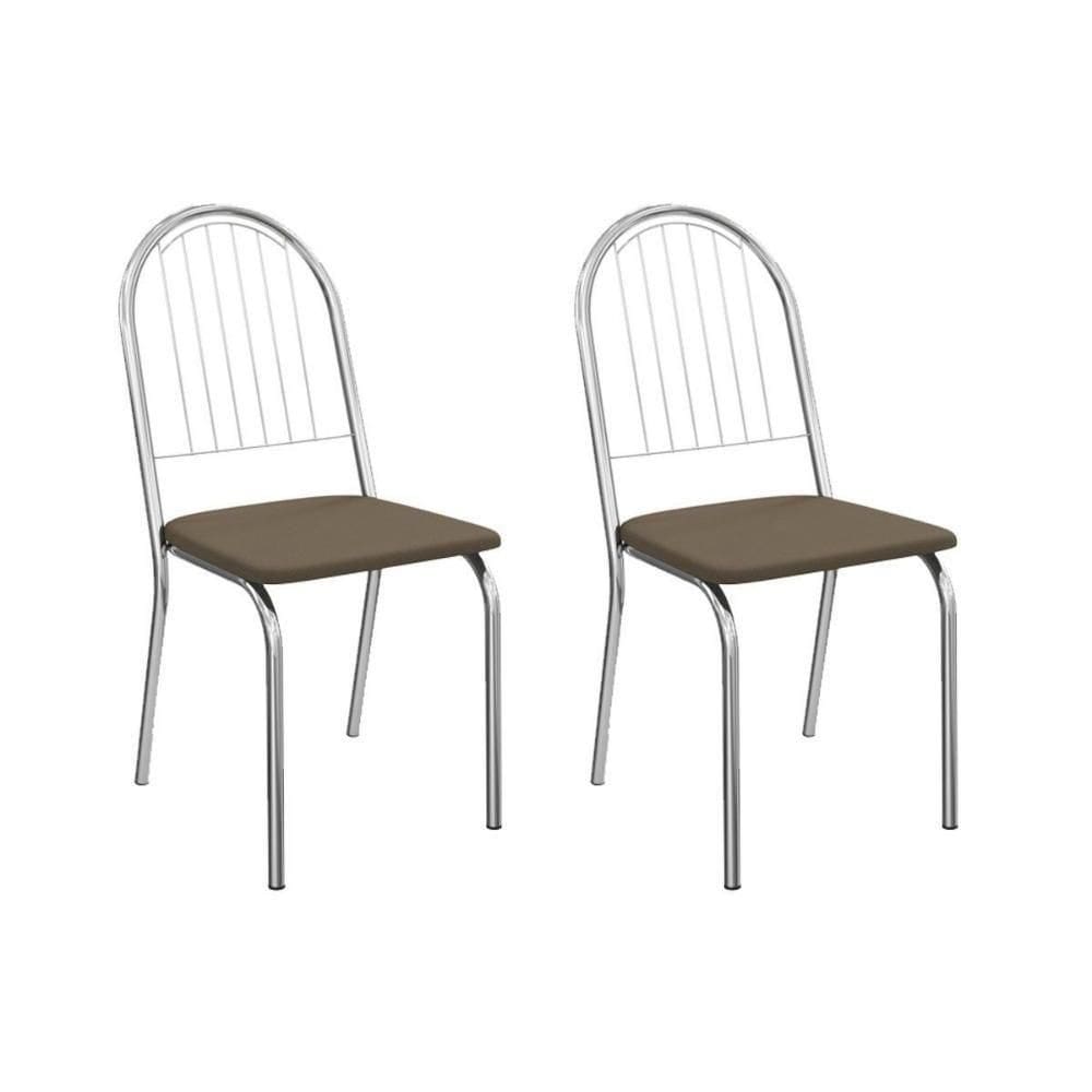 Kit 2 Cadeiras De Cozinha Noruega 2c077cr Aço 2 Un Cromado-suede Cappuccino - Kappesberg