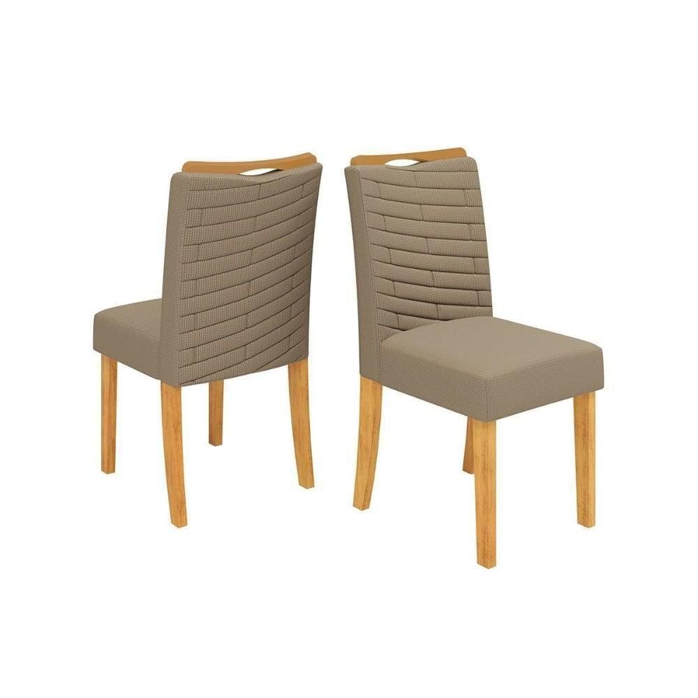 Kit 2 Cadeiras Sala Jantar Julia Cedro-linho Bege - Dj Móveis