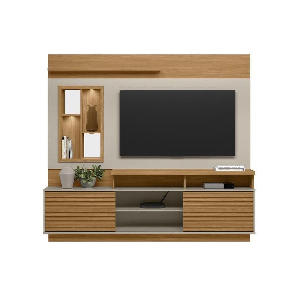 Estante P- Sala Até 60 Pol Eldorado C- 2 Portas E 2 Prateleiras 181x200cm Nature-off White - Linea