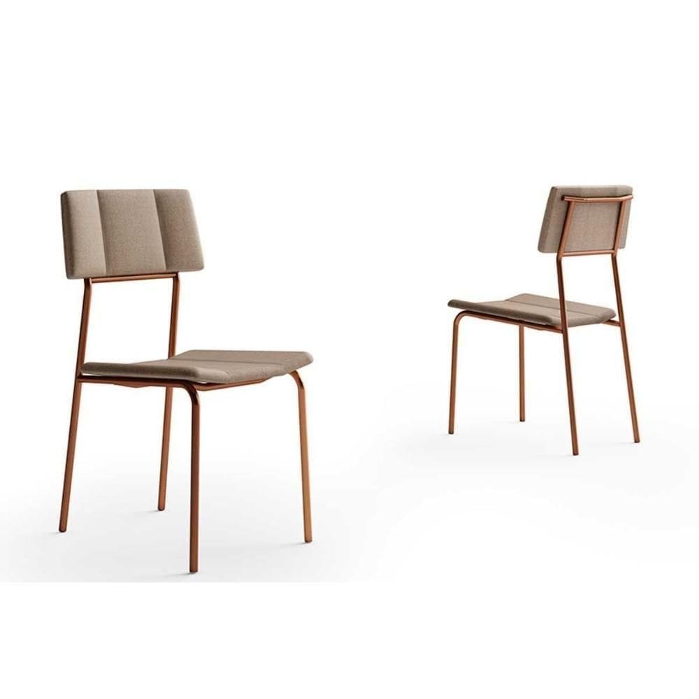 Kit 2 Cadeiras Sala Jantar Lou 1742 Aço 2 Uni Rose-linho Areia - Carraro