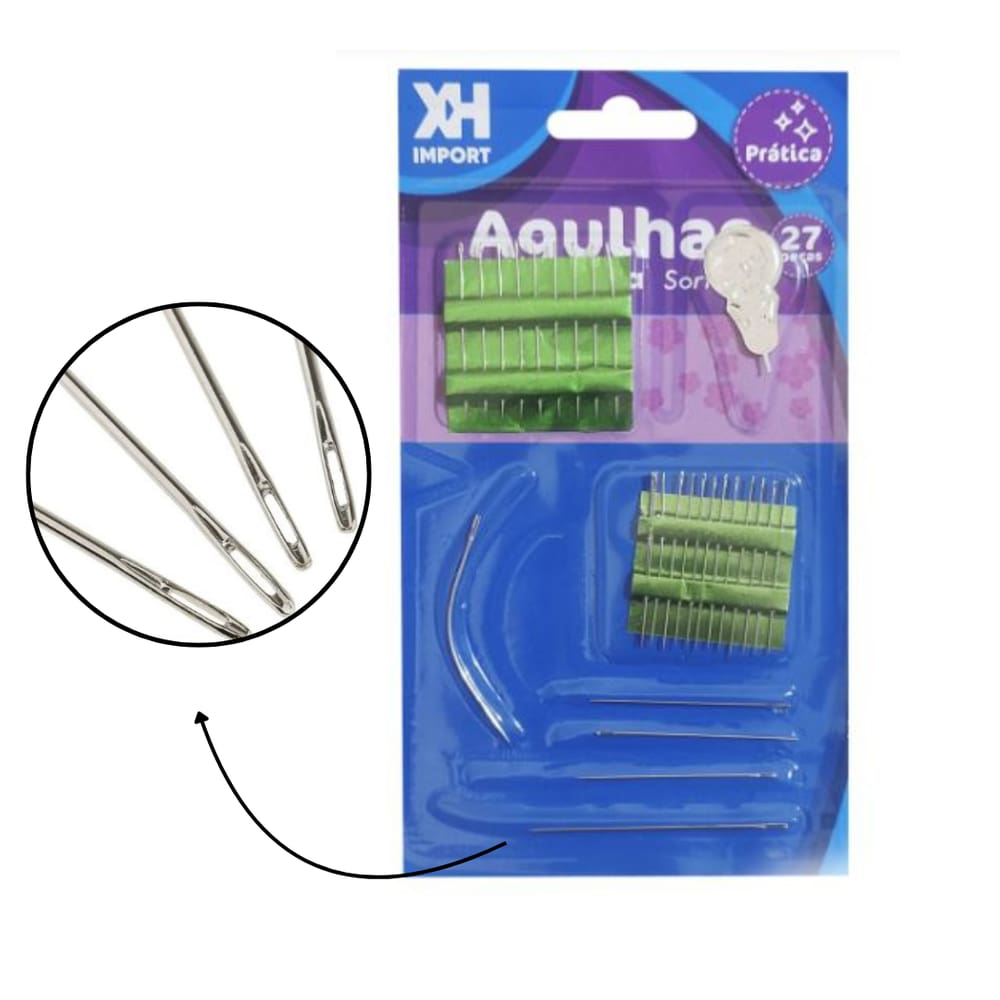 Kit 27 agulhas de mão variadas para bordado costura remendo roupas tecido geral passa linha