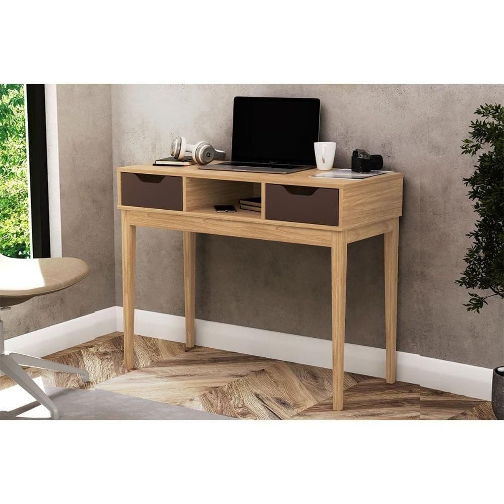 Escrivaninha P- Escritório Mb 1099 C- 2 Gavetas -avelã - Movelbento