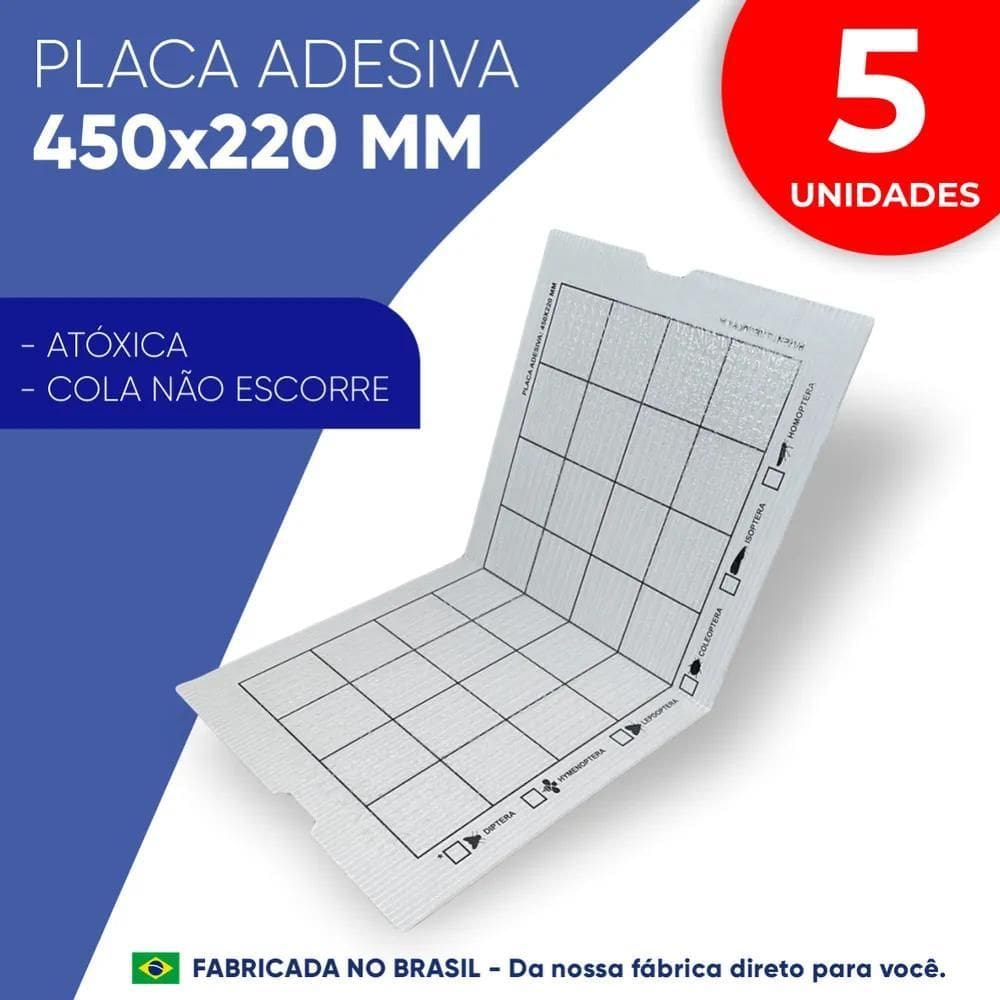 2X Kit 5 Placas Adesivas Refil 450X220 Para Armadilha Mosca