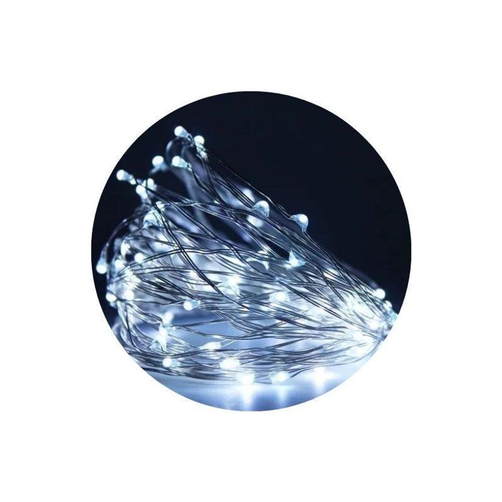 Kit 10 Fio De Fada Led Branco Frio Decoração Cordão 5 Metros
