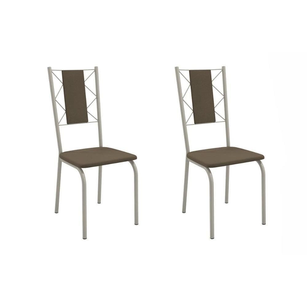 Kit 2 Cadeiras De Cozinha Lisboa 2c076nk Aço 2 Un Niquel-suede Cappuccino - Kappesberg