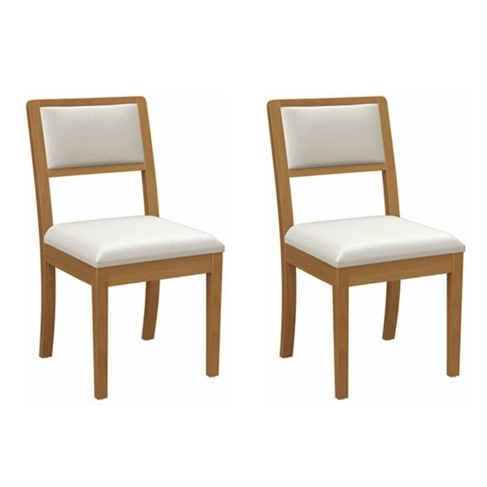 Kit 2 Cadeiras De Cozinha Alice 2cmm003ca Premium Madeira Maciça 2 Un Carvalho-linho Bege Caqui - Kappesberg