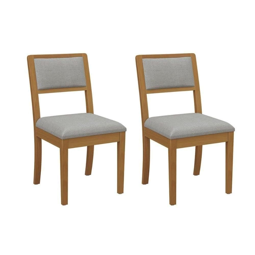 Cadeira Sala De Jantar Alice 2cmm006ca Premium Madeira Maciça Kit 2 Un Carvalho-linho Cinza - Kappesberg