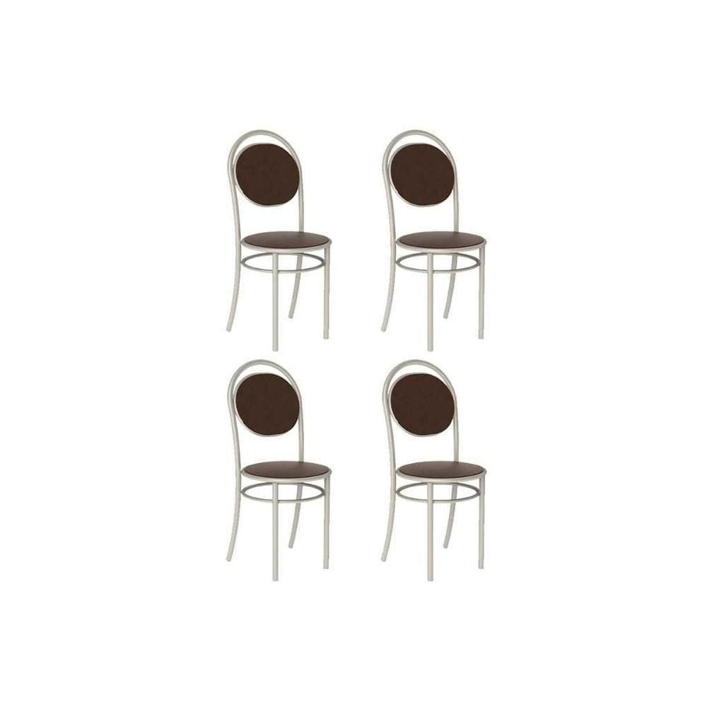 Kit 4 Cadeiras Sala Jantar 190 Aço 4 Uni Prata-courano Cacau - Carraro