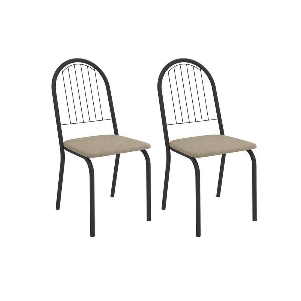 Kit 2 Cadeiras De Cozinha Noruega 2c077prf Aço 2 Un Preto-linho Bege Fendi - Kappesberg