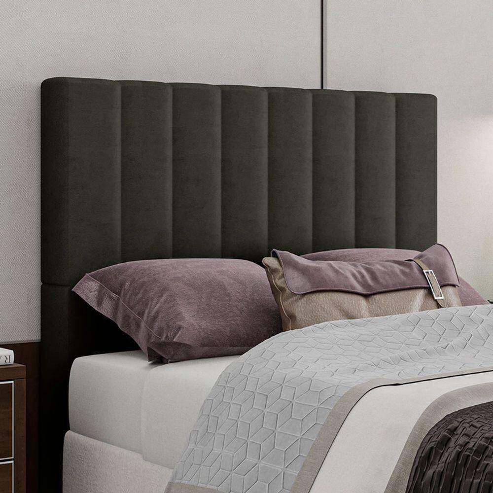 Cabeceira Estofada King 195 Cm Esmeralda Veludo Marrom