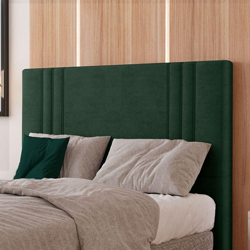 Cabeceira Estofada King 195 Cm Diamante Veludo Verde