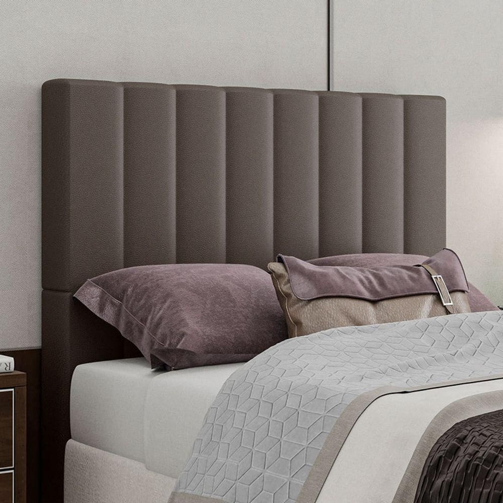 Cabeceira Estofada King 195 Cm Esmeralda Corino Marrom