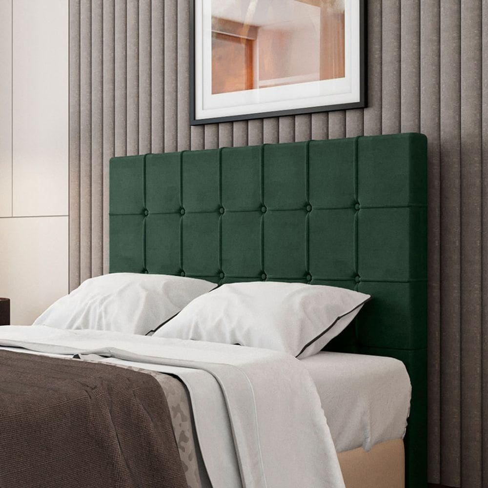 Cabeceira Estofada King 195 Cm Turmalina Veludo Verde
