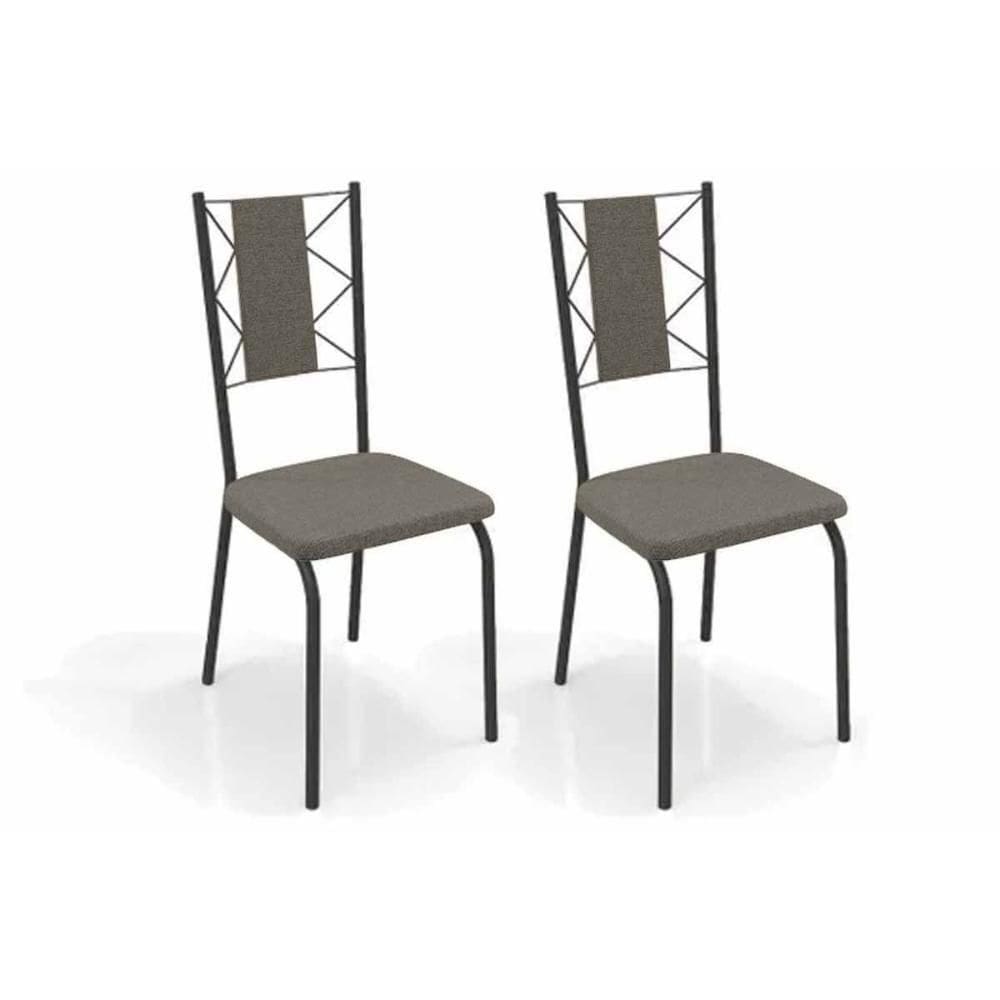 Kit 2 Cadeiras Sala Jantar Lisboa 2c076prf Aço 2 Un Preto-linho Escuro - Kappesberg