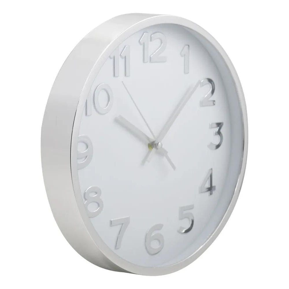 10X Relógio De Parede 30Cm Para Cozinha, Sala - Prata E Bra