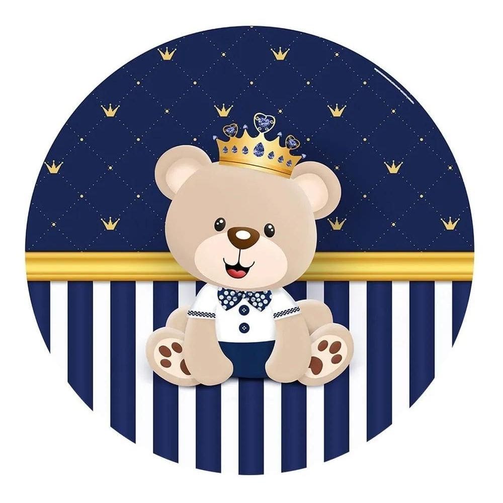 Painel Festa Redondo Sublimado 3D Tecido C/Elásti Urso Reale