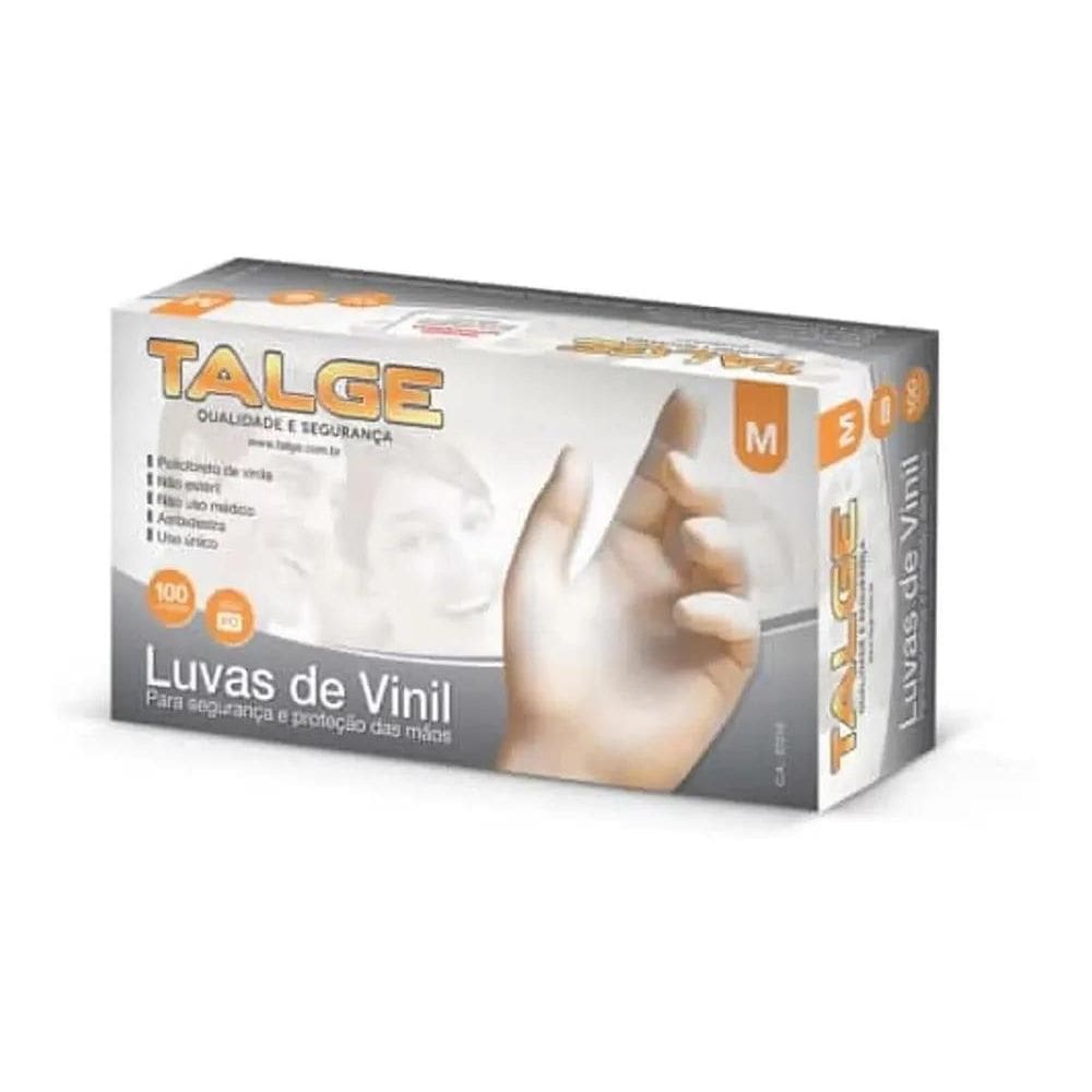 Luvas Descartáveis Talge Cor Transparente Tamanho M De Vinil