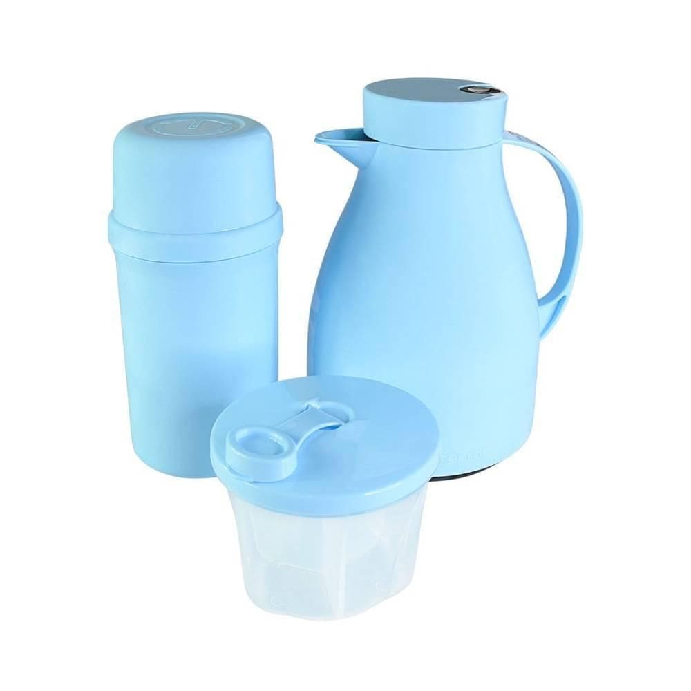 Garrafa Térmica 500Ml Garrafa 250Ml Pote 300Ml Azul Bebê
