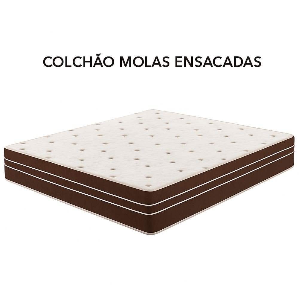 Colchão Molas Ensacadas 158x198x24 - Lateral Marrom PREMIUM