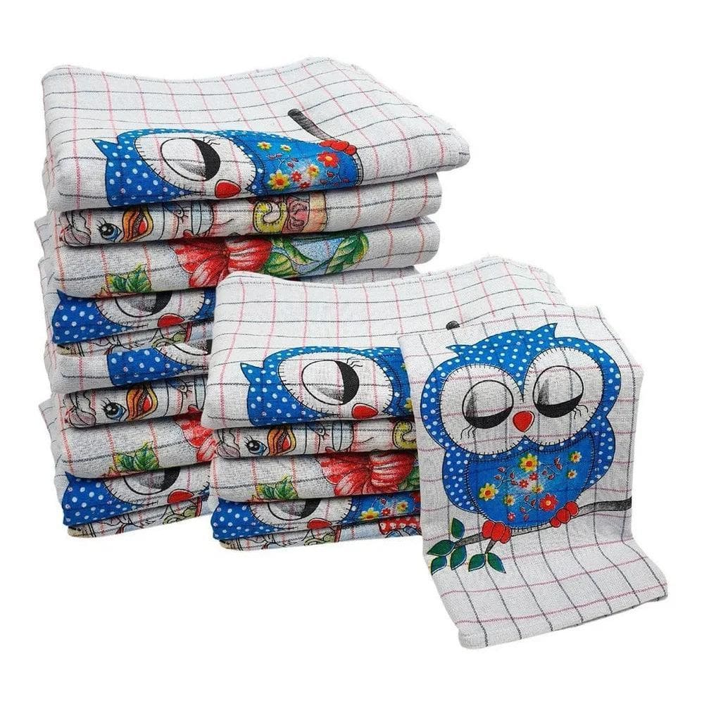 3X Kit 10 Panos De Prato Copa Cozinha 43X67 Grande Xadrez