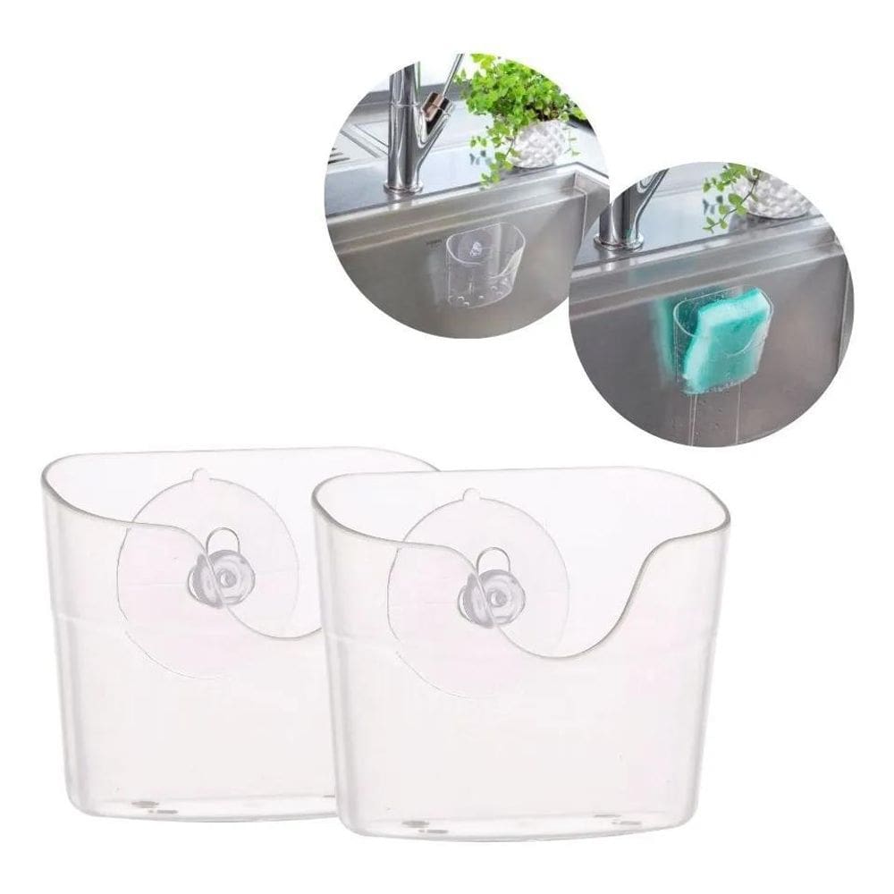 10X Porta Esponja Ventosa Suporte Bucha Pia Cozinha Kit 2 U