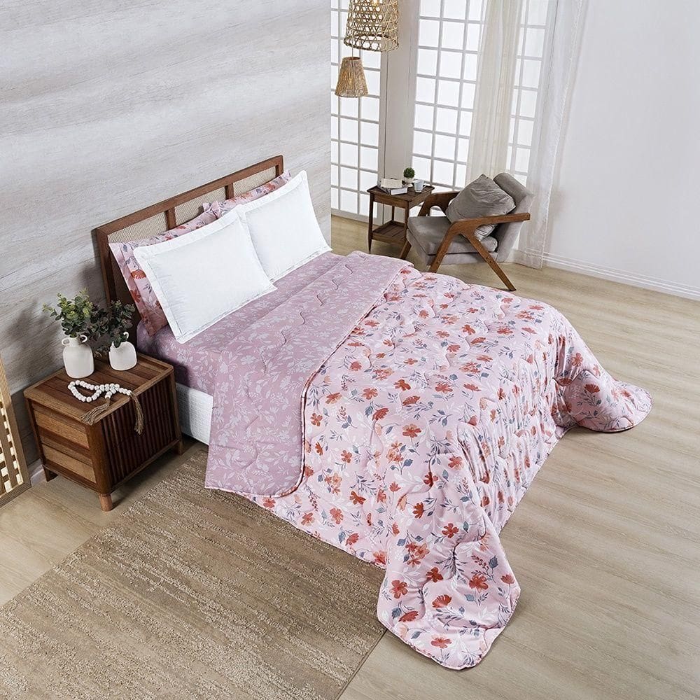 Edredom Afeto 400 Fios Super King 01 Peça 100% Poliéster - Flora