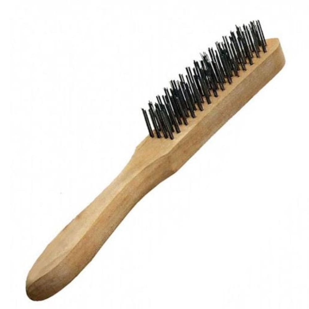 Escova Manual Inox Cabo Base Madeira 4 Fil Beltools