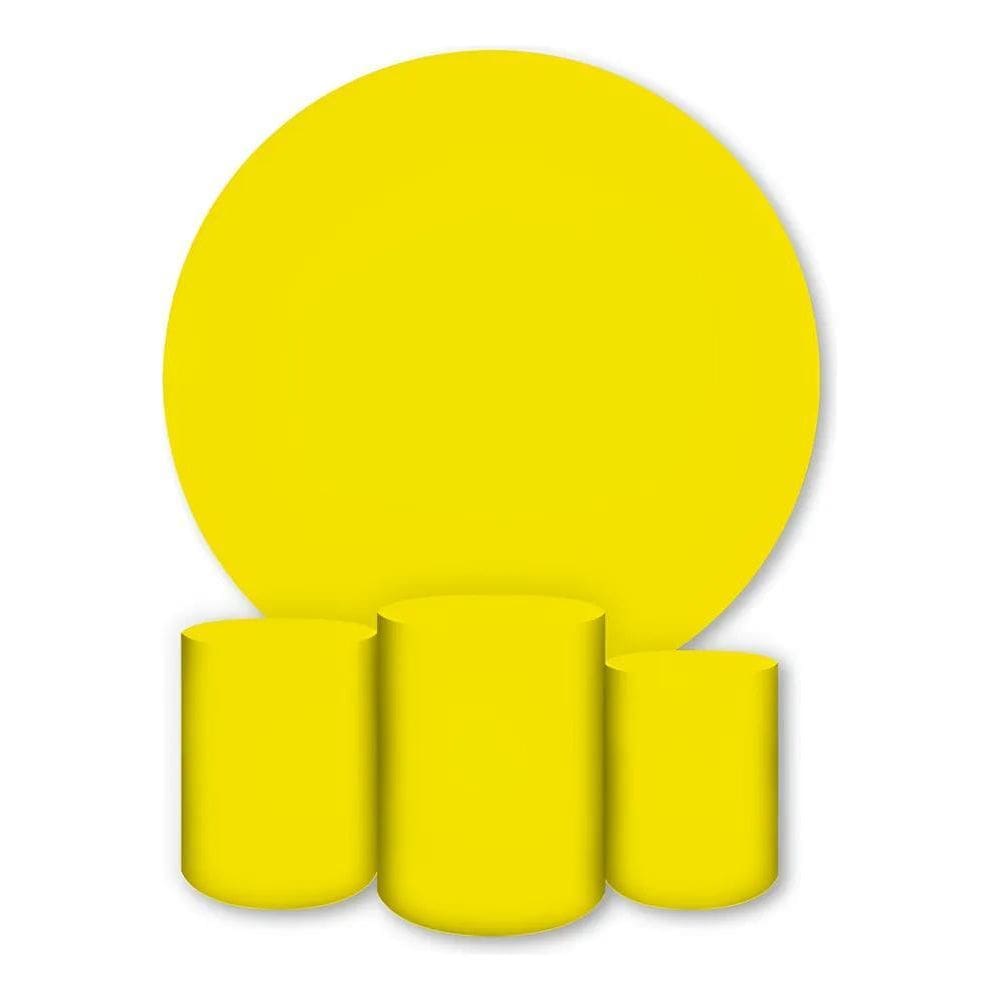 Painel Redondo E Capas De Cilindro Sublimad Amarelo