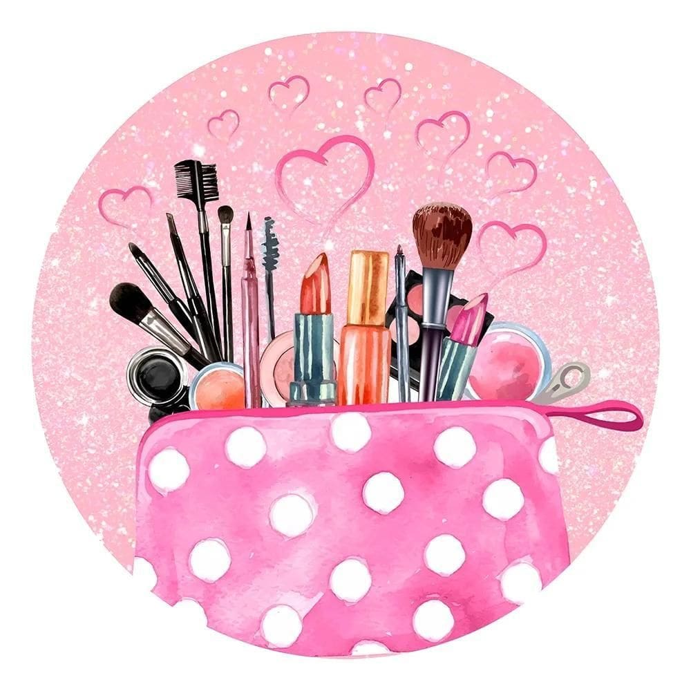 Painel De Festa Redondo Decoração De Aniversário 1,5 Maquiag