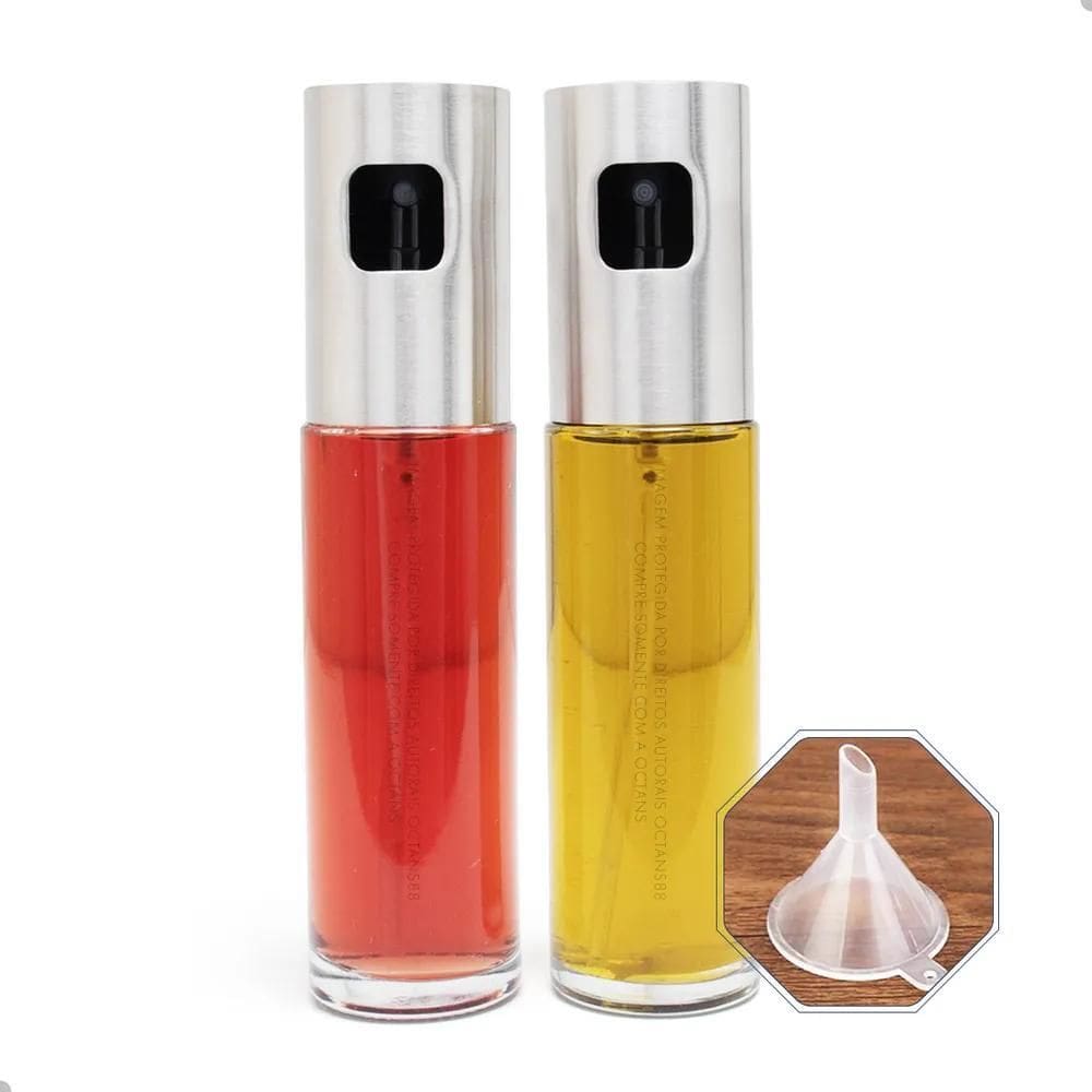 10X Kit 2Pcs Spray Porta Azeite/Vinagre Aço Inox Sem Desper