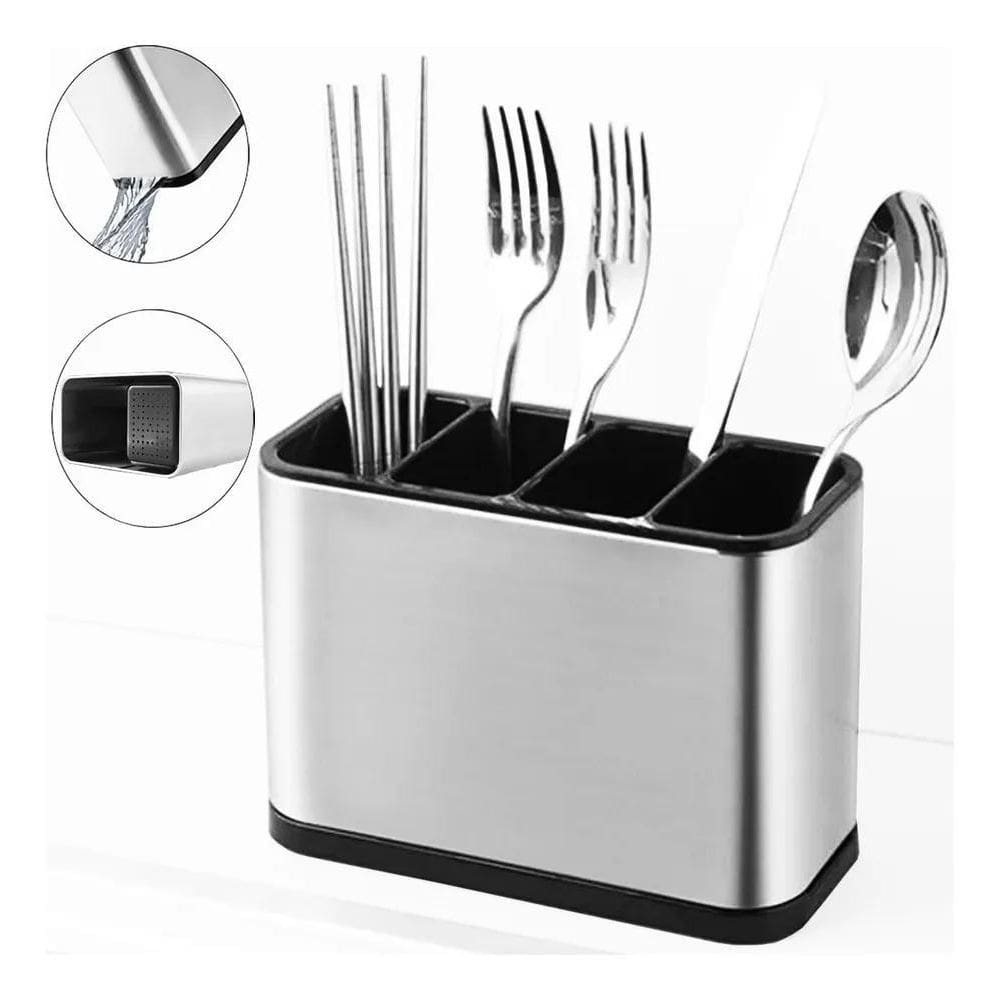 10X Escorredor Porta Talheres Pia Silver Inox Aço Inox 18X1