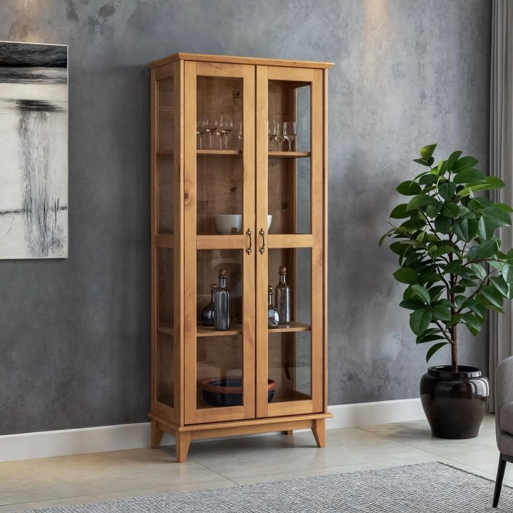 Cristaleira Maderia Maciça Com Portas De Vidro Bella Carvalho