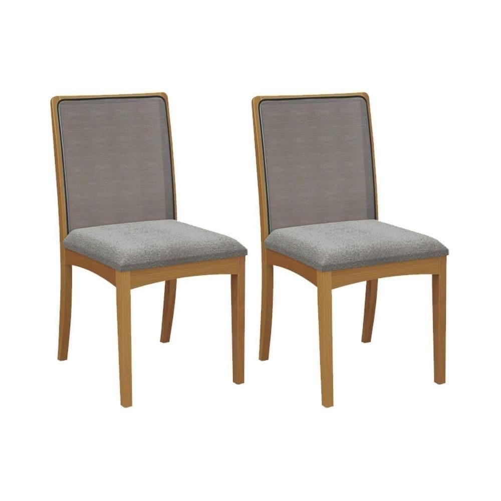 Kit 2 Cadeiras De Cozinha Lara 2cmm007ca Premium Madeira Maciça 2 Un Carvalho-boucle Cinza-tela Grafite - Kappesberg