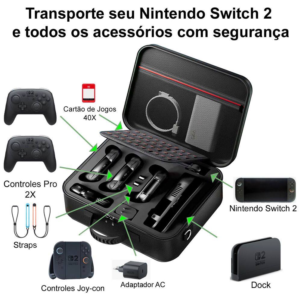 Bolsa Nintendo Switch 2 Viagem Grande Cabe | Casas Bahia