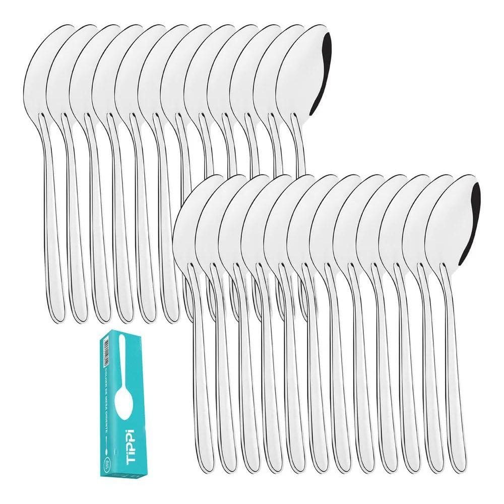 2X Kit Jogo 24 Peças Colheres De Mesa Sopa Aço Inox Faqueiro