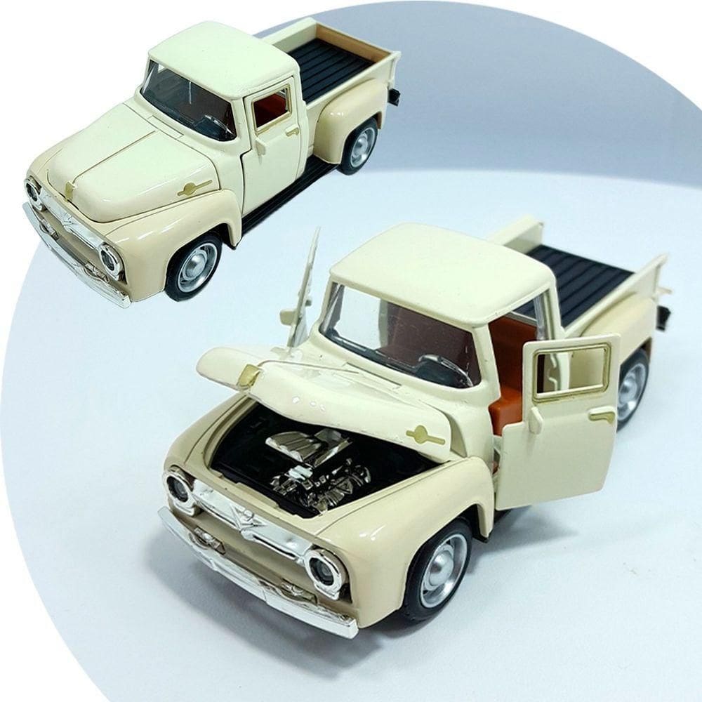 Miniatura Carrinho Camionete Pickup F-100 Metal Colecionável Bege