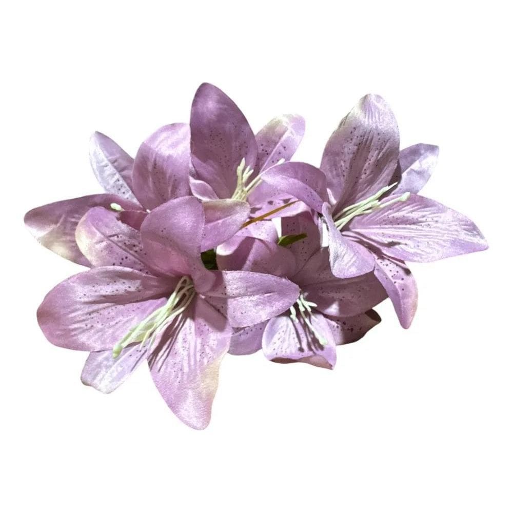 Kit De 5 Buquês Cores Novas De Lírio Artificial C Lilas Outo