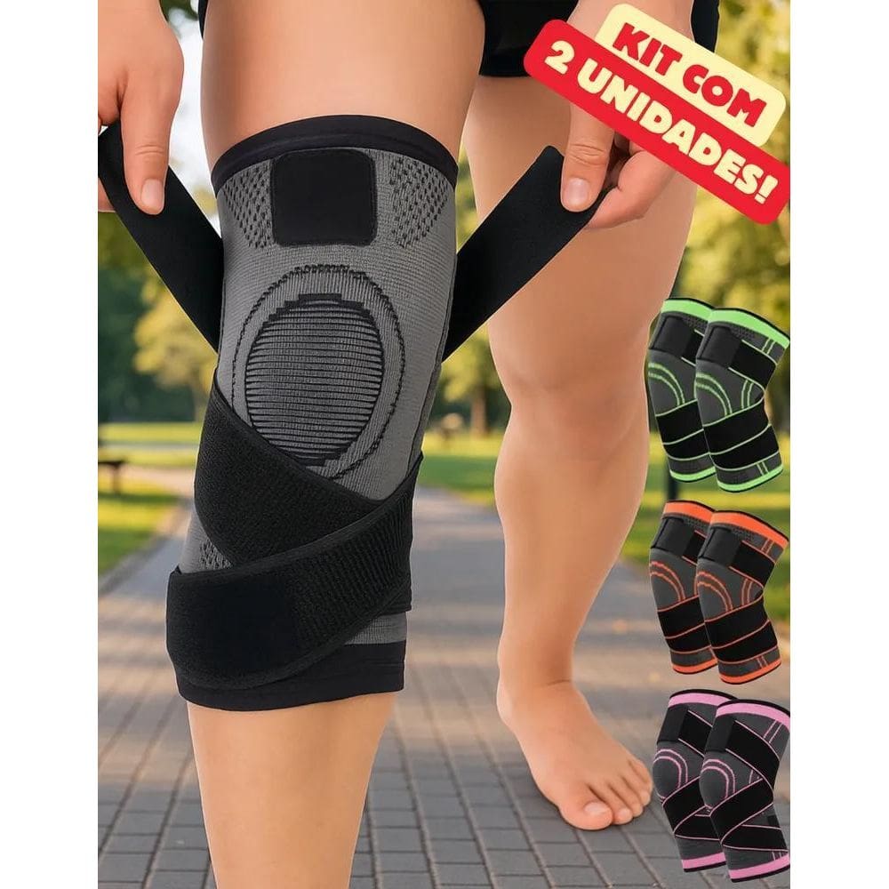 Kit Joelheira Protetora Esportiva Faixa Compressão Ajust Pre
