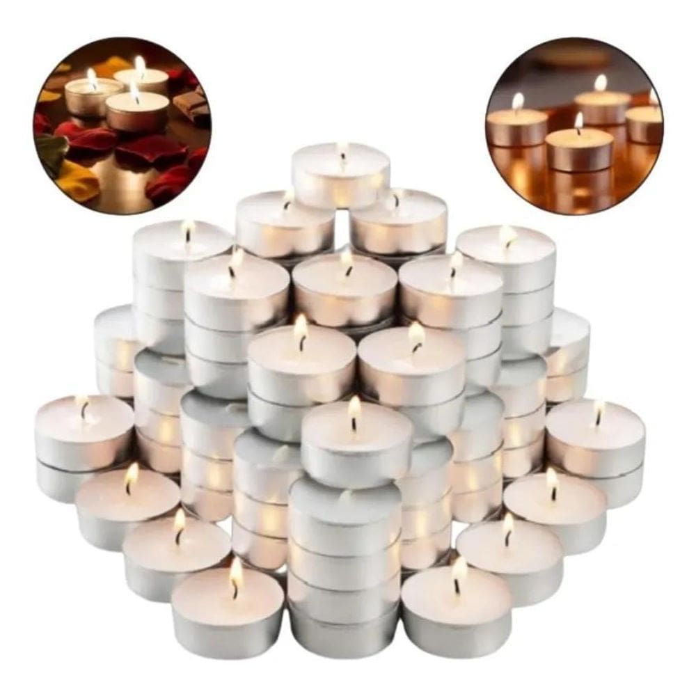 2X Kit 100 Velas Rechaud Decoração Casamento Lamparina Ataca