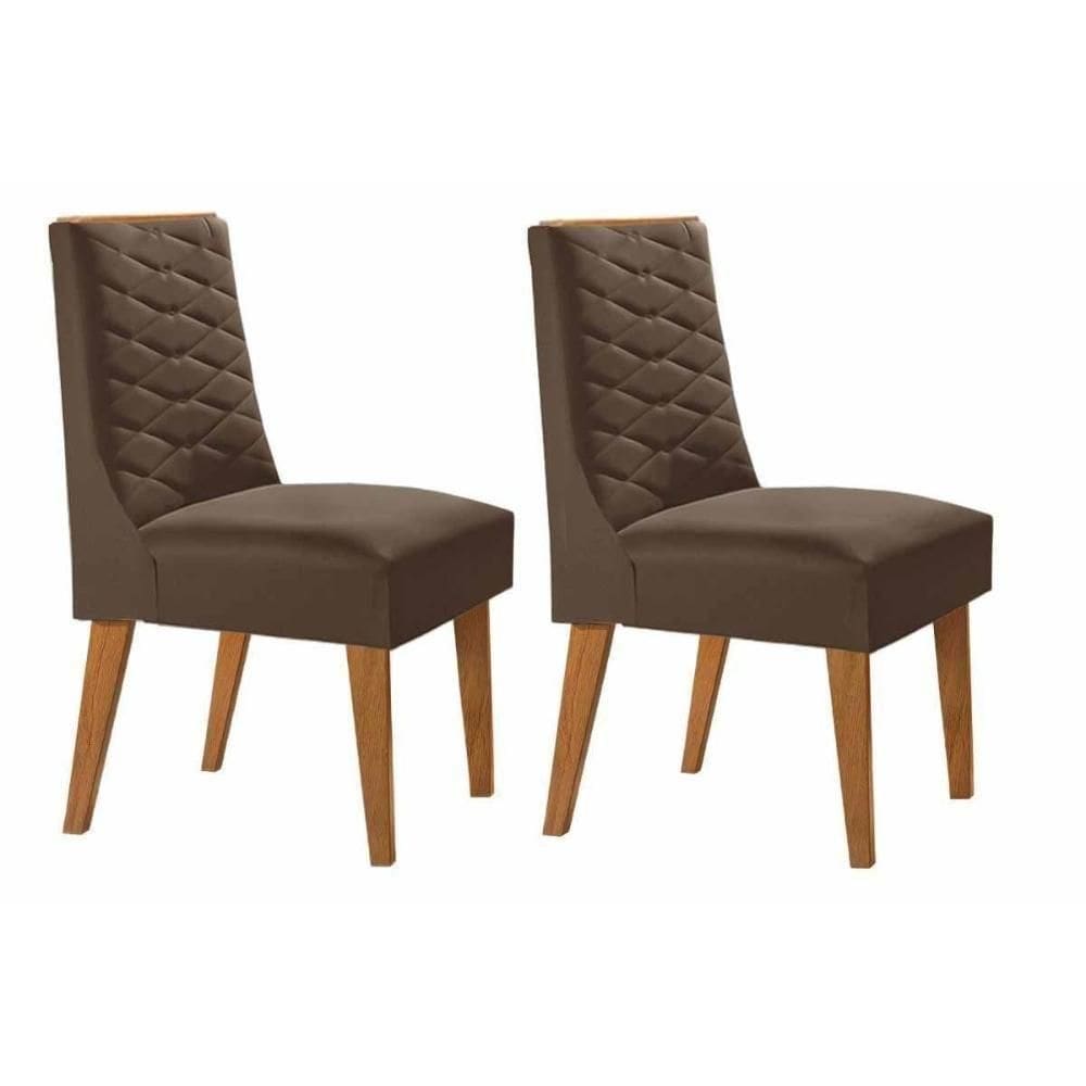 Cadeira De Cozinha Dafne Kit 2 Un Madeira Capuccino-suede Marrom - Rufato