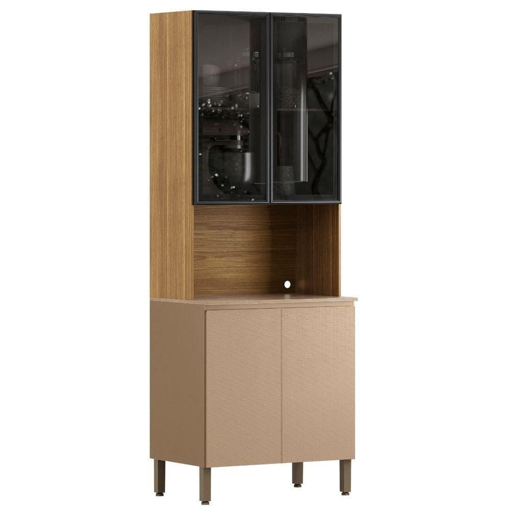 Paneleiro Art 4 Portas 80 Cm Vidro Kit`s Paraná Cor:freijó Vanilla