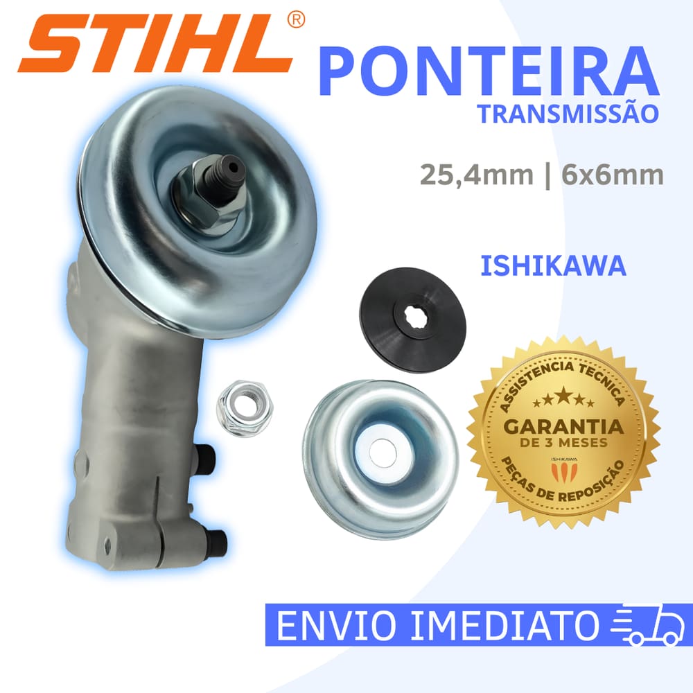 Ponteira Transmissão 25,4mm 6x6mm Roçadeira Stihl FS55 FS80 FS85 FS120 FS200 FR220