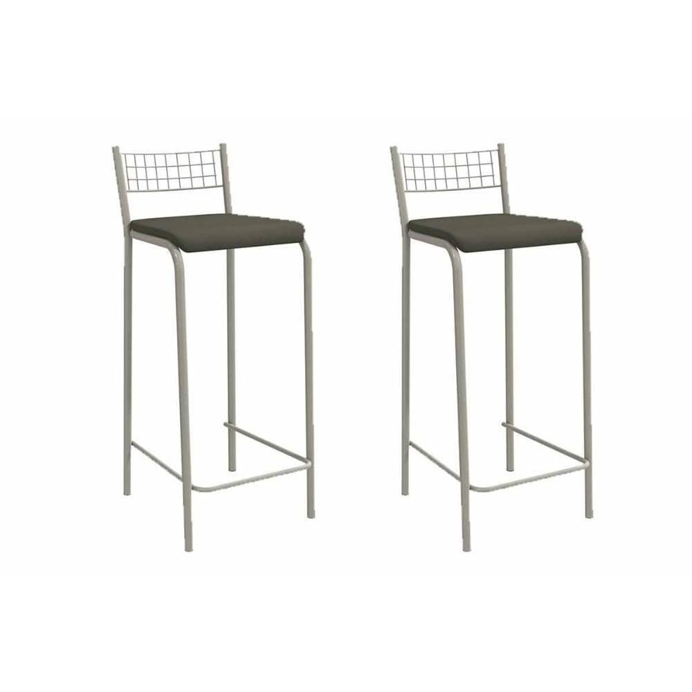 Banqueta De Cozinha Gênova 2b705nk Aço Kit 2 Un Niquel-suede Escuro - Kappesberg