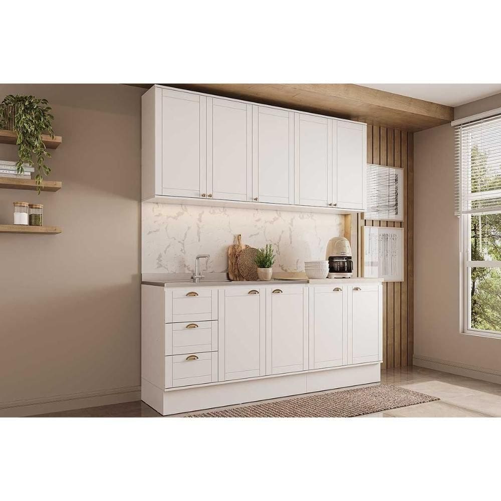 Kit Cozinha Modulada 4 Peças Bella (2aéreos+2balcões) C4p167 Branco - Carraro