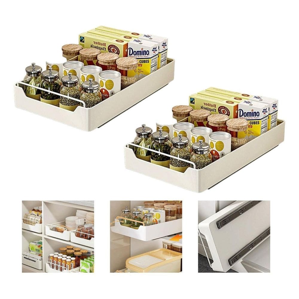 Kit 2 Gavetas Deslizantes Embutidas Armário De Cozinha 30Cm